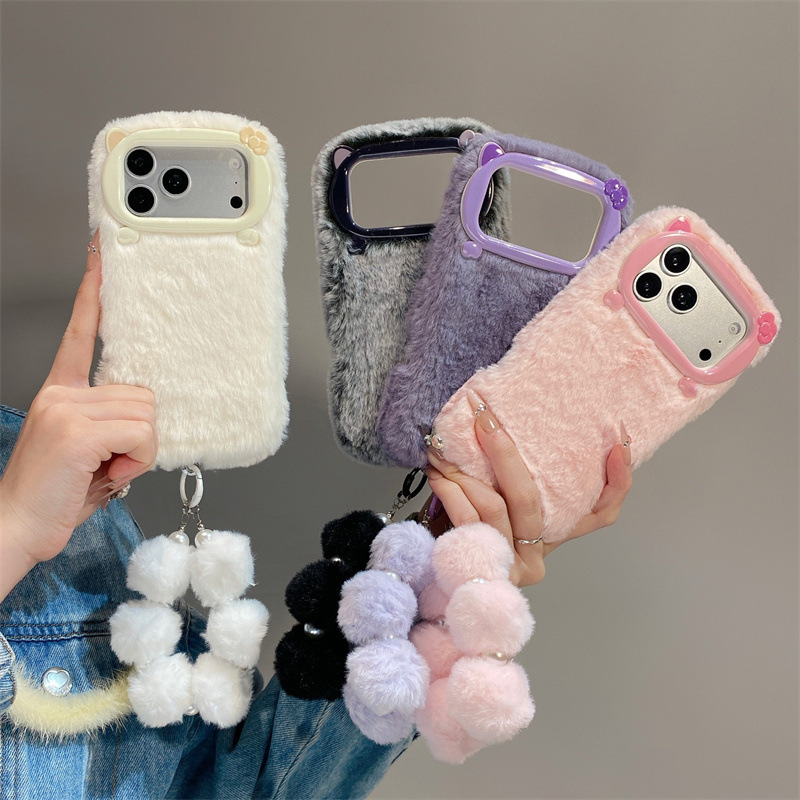 Phone Cases Iphone 13 - Luxuriöse Einfarbige Flauschige Plüsch-Handyhülle für iPhone
